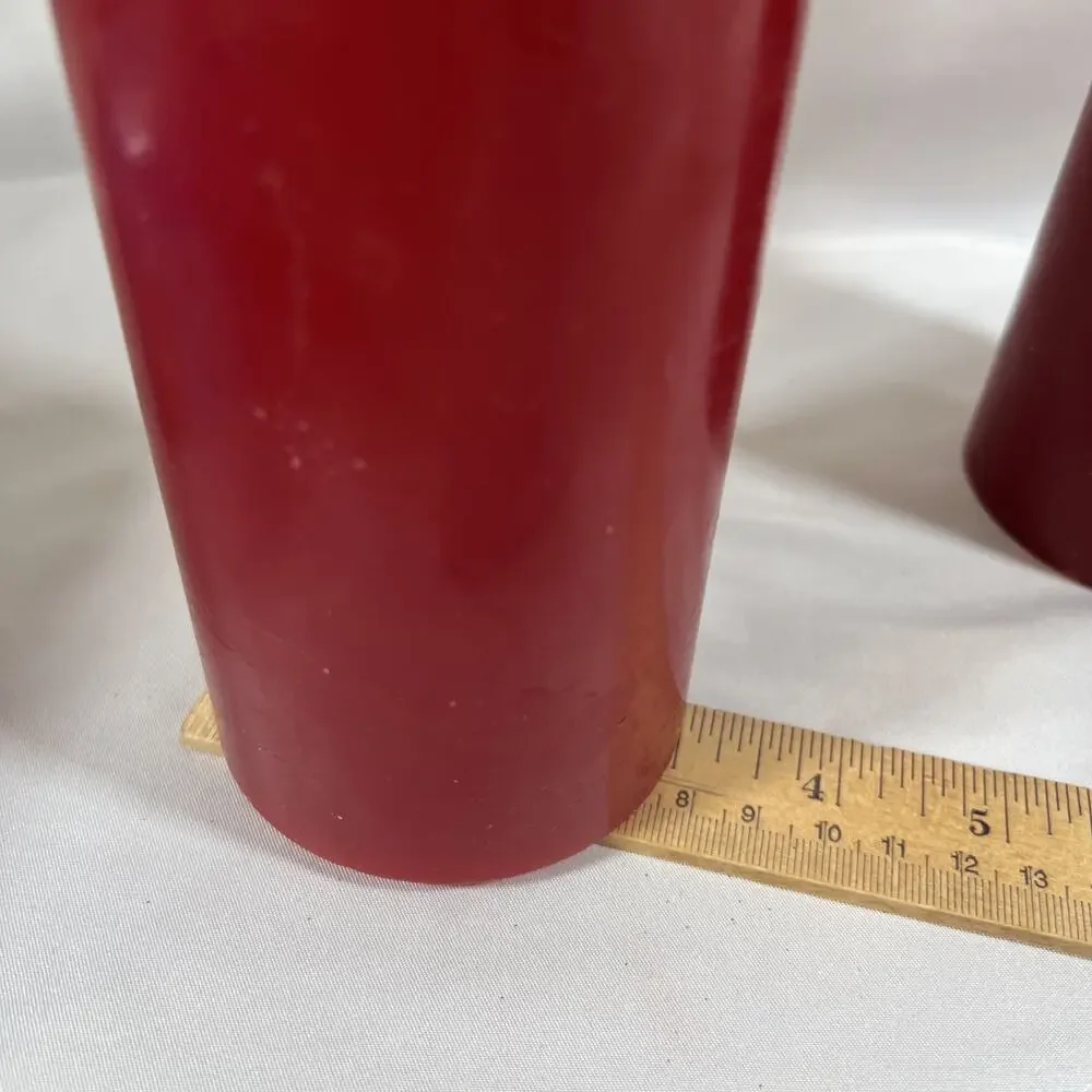 Lot of 2 Luminara Real Flameless Candles Pillar Red Pair Remote Wax Candle